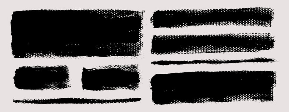 Brush strokes vector. Painted rectangles collection. Grunge long text boxes or textured backgrounds set.