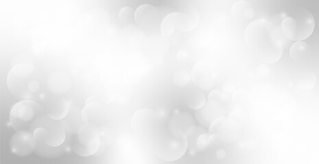 Christmas Background With Silver Bokeh Light For Christmas. Happy New Year Wallpaper. Celebration Banner. Vector Illustration
