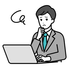 Illustration of businessperson man operating a computer.
