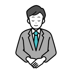 Clip art of businessperson man bowing.
