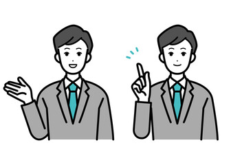 Clip art set of businessperson man explaining.
