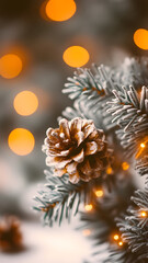blurry background with lights and christmas tree, red yellow green orange colors