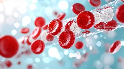 Fototapeta premium Microscopic Exploration of Human Capillary Structure, intricate details of blood vessel anatomy, highlighting cellular interactions and functions.