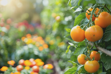 Abstract blurred organic gardening and farm fruit background for design, environment day concept.