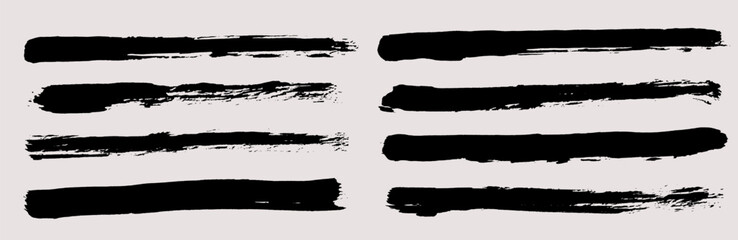 Brush strokes vector. Painted rectangles collection. Grunge long text boxes or textured backgrounds set.
