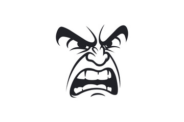 Illustration of an angry face in black and white silhouette.