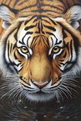 Obraz premium Realistic Acrylic Paintings on canvas a portrait of a Bengal tiger in profile