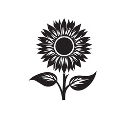 Fototapeta premium Sunflower silhouette vector design. Sunflower logo, icon black and white. Sunflower vector illustration.