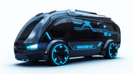 Naklejka premium A futuristic autonomous driving car isolated on white background