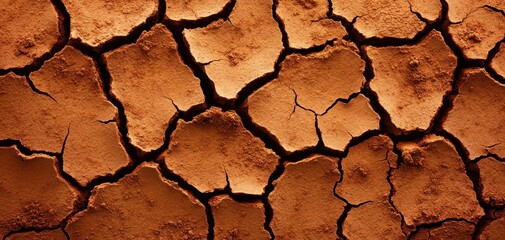 Dry cracked earth texture background, brown isolated.