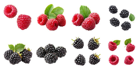 Blackberry half and full isolated on transparency background