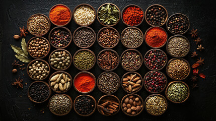 Fototapeta premium spice and herbs background with copy space