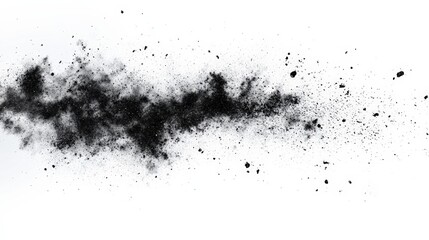 Obraz premium A dramatic black powder splash on a white background, perfect for artistic designs and abstract compositions.