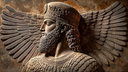 Assyrian Relief from palace, Babylonian period showing a King.