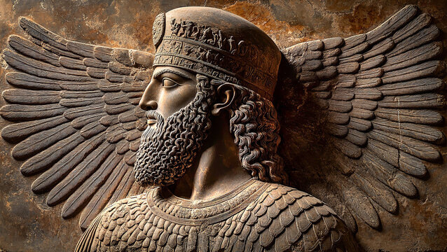 Assyrian Relief from palace, Babylonian period showing a King.