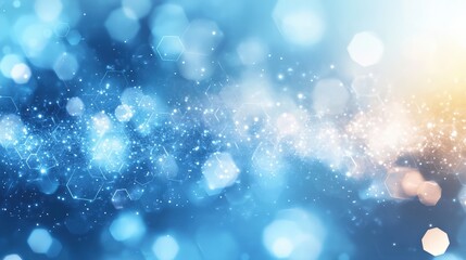 Obraz premium Abstract blue and golden bokeh background, perfect for creating a dreamy atmosphere in design and photography projects.