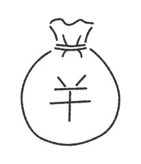 円マークとお金の入った袋 - 手書きのシンプルな日本円･人民元の貯金や利益のイメージ素材