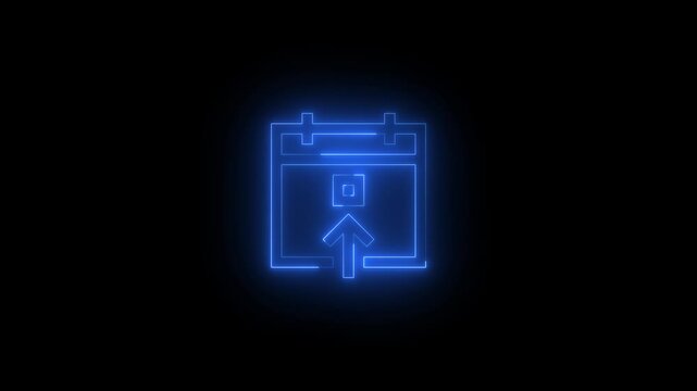 Neon goto today icon glowing black background animation