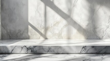 Elegant marble background with soft shadows, perfect for showcasing products or creating a minimalist aesthetic.