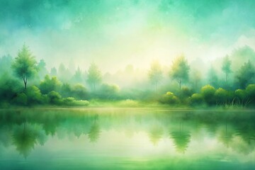 Abstract watercolor soft green gradient background resembling a peaceful and calming landscape, green, artistic, painting, water, abstract, blend, soft, medium shot,watercolor, tranquil