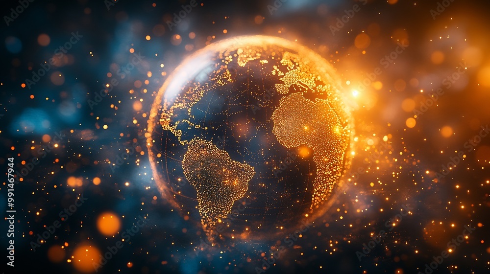 Leinwandbilder Business and economic growth on global business network Data analysis of financial and banking Stock AI Technology and data connection Security Blockchain and Networking Business strat : Generative AI