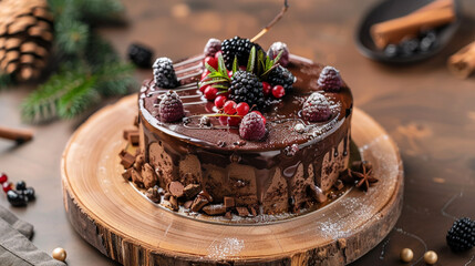 chocolate cake with berries