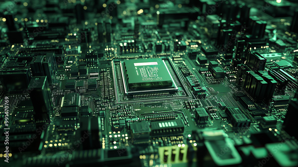 Poster the central processing unit, or cpu, is the brain of a computer. this image shows a 3d representatio