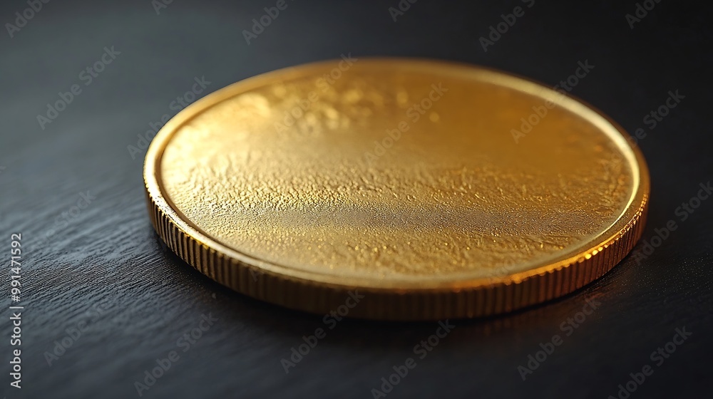 Wall mural blank template for gold coin or medal with metal texture : generative ai