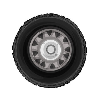recommend clip art: illustration of a car tire icon with a rim on a white background