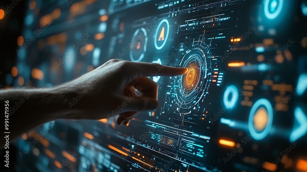 Fototapete Ai tech businessman show virtual graphic Global Internet connect Chatgpt Chat with AI Artificial Intelligence using command prompt for generates something Futuristic technology transfo : Generative AI
