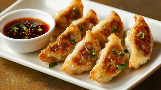 Japanese Gyoza with Crispy Edges and Savory Beef Filling 