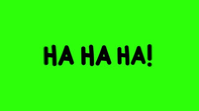 Hahaha Hand Drawn Text Zoom in and Out  Illustration on Green Background