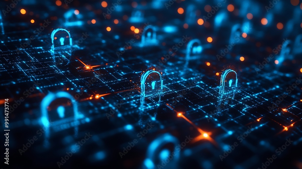 Poster Network security system Personal Data information on TabletInformation and cyber security Technology Services Internet Technology : Generative AI