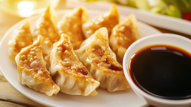 Japanese Gyoza with Crispy Edges and Savory Beef Filling 