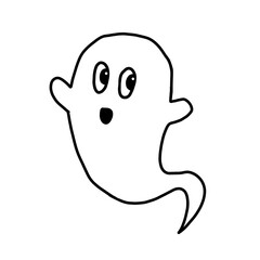 Obraz premium Cute Spooky White Halloween Ghost Flying Illustration 