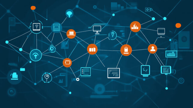 A line showing how devices are connected in a communication network.