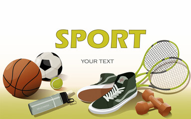 sports banner, business card in light green color