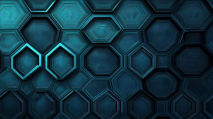Fototapeta premium Abstract geometric blue hexagonal pattern background.