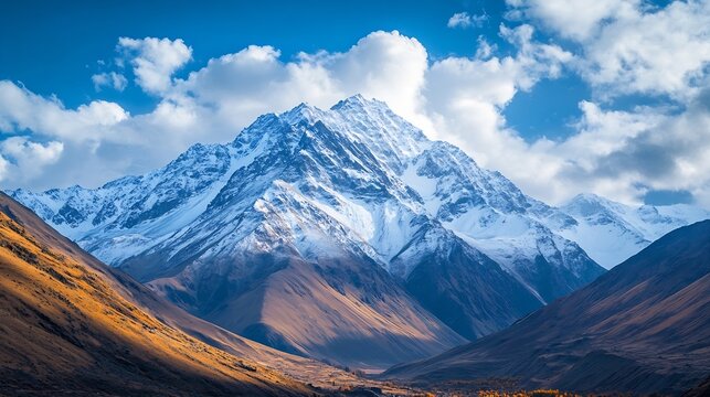 Himalayas landscape Himalayas valley at Keylong Kyelang Lahaul and Spiti India Clouds over the snowy mountain peak Beautiful mountains background : Generative AI