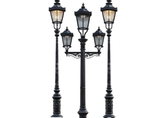 Aet of Old Vintage Street Lamp Post Lamppost Light Pole isolated on transparent background