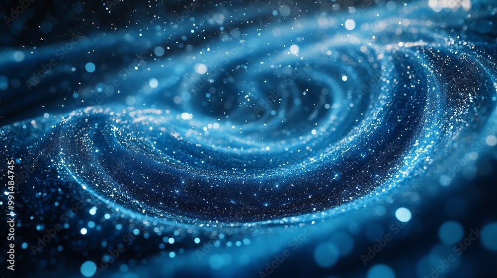 Aufkleber Abstract digital wave Blue circular shape on the background Futuristic point wave Big data 3D rendering : Generative AI