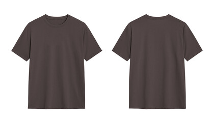 Front and back mockup of plain dark gray t shirt on white background