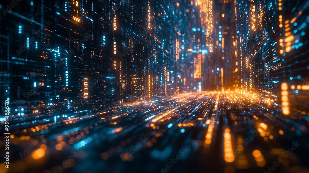 Poster Digital transformation concept System engineering Binary code Programming : Generative AI