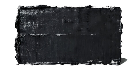 Hand painted black block of paint texture isolated on white background