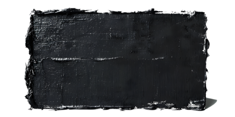 Hand painted black block of paint texture isolated on white background
