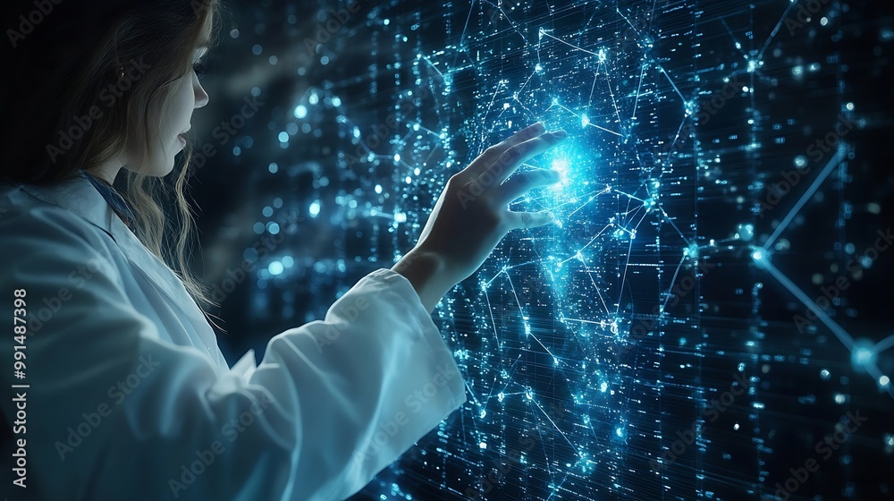 Aufkleber medicine doctor touching medical global network computing electronic medical record dna digital heal