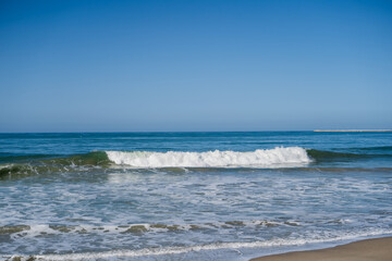 Wave Crashing Beach Seascape Dramatic High Contrast Blue