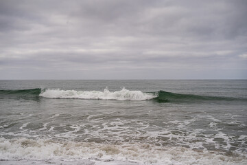 Wave Crashing Ocean Grey Landscape Dramatic Focus