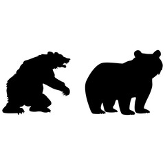 Fototapeta premium Bear silhouettes on the white background