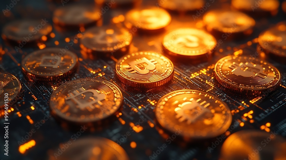 Poster coins are laid out in graphbusiness success concept wealth stock investmentbusiness in the digital a